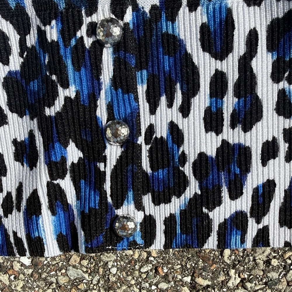 White House Black Market Leopard Print Button-Down Sweater - Picture 4 of 5